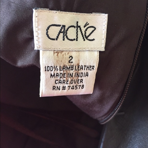 “CACHE” BROWN PLEATED LEATHER SKIRT! - Picture 4 of 5